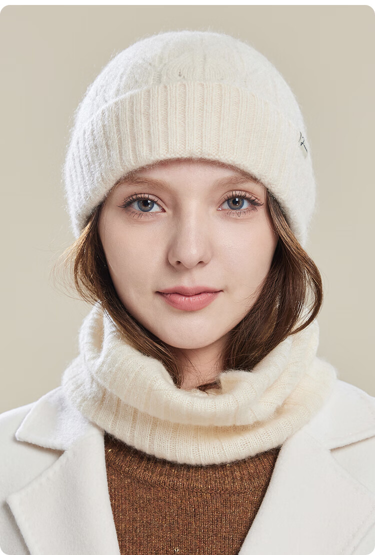 JIUMU Cashmere Warm Knit Hat, Autumn And Winter Woolen Cap, Cold Hat, Winter Hat, Outdoor Ear Protection Cold Cap for Women in Winter 12
