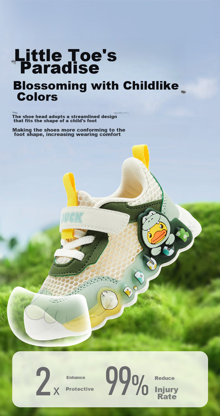 B.Duck Children's Walking Shoes, Boys And Girls Light-Up Shoes, Summer Breathable Mesh Sneakers, 3957 Blue And White, Size 30 3