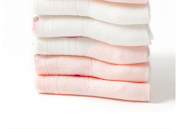 LangSha Children's Socks, Girls' Spring And Summer Thin Mesh Comfortable Breathable Mid-Calf Socks, Baby And Older Children's Socks, 6 Pairs 8