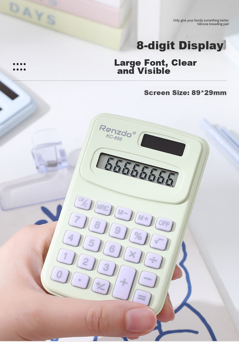 Shaonianban Calculator, Portable Silent Mini Cute Small for Primary And Middle School Students, Specialized for Accounting And Exams, Math Calculation Mini 8-Digit, Macaron Blue Color 4