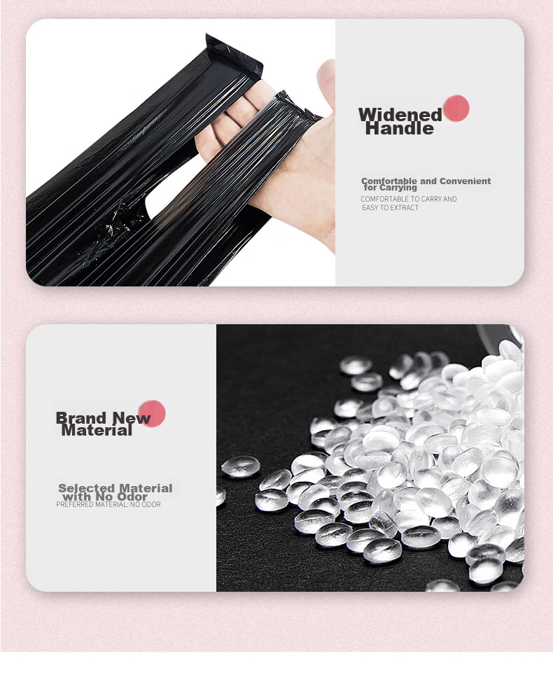 Sodolike Shangdao Vest-Style Garbage Bags, Black, 50*65cm, 1000 Pieces, Single-Sided, 1 Micron Thick, Perforated Handle, Whole Box Packaging 9