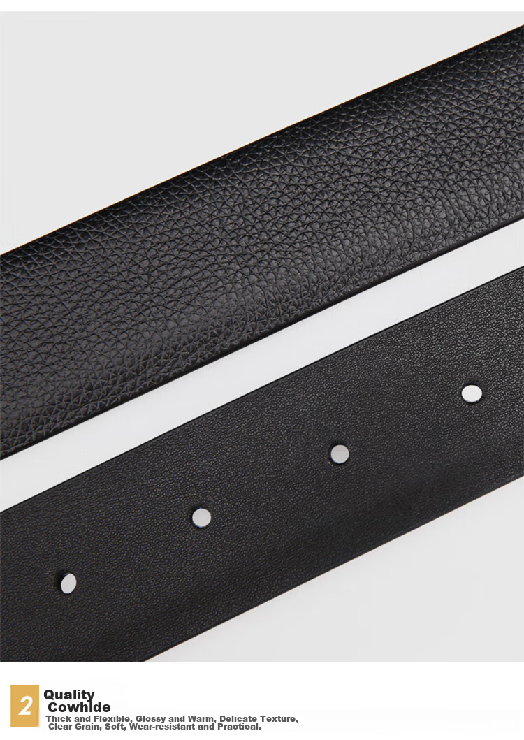 HONGU Men's Belt, Top-Grain Leather, Pin Buckle, Trimmable, Gift Box Packaging, Birthday Present 8
