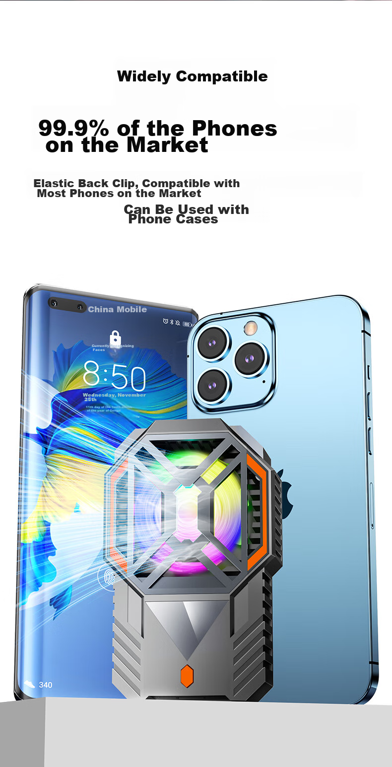 Masentek DY28 Phone Cooler, Semiconductor Magnetic Back Clip Dual-Use, RGB Lighting Effects, Noiseless Cooling, Suitable for Huawei And Apple, E-Sports Grade Strong Cooling, Specially Designed for Mobile Games 13