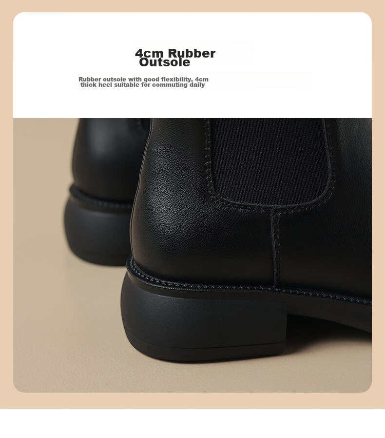 ZHR Flat Ankle Boots for Women, Autumn And Winter Simple British Style Chelsea Boots with Elastic Band, EH19 Black, Size 37 10