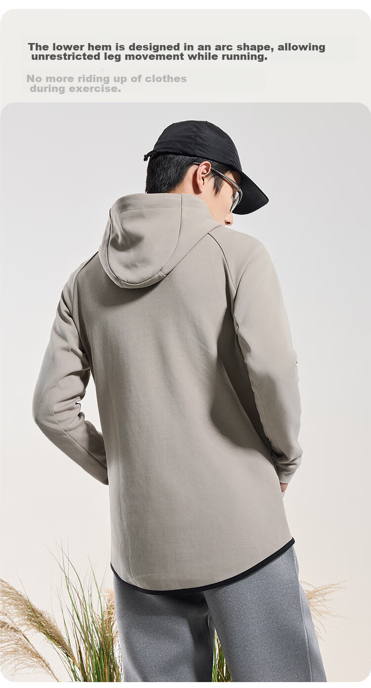 JD Original Air Warm Sports Jacket for Men, Knitted Hooded Spring Outdoor Windproof Warm Running Casual Coat, Black Size S 12