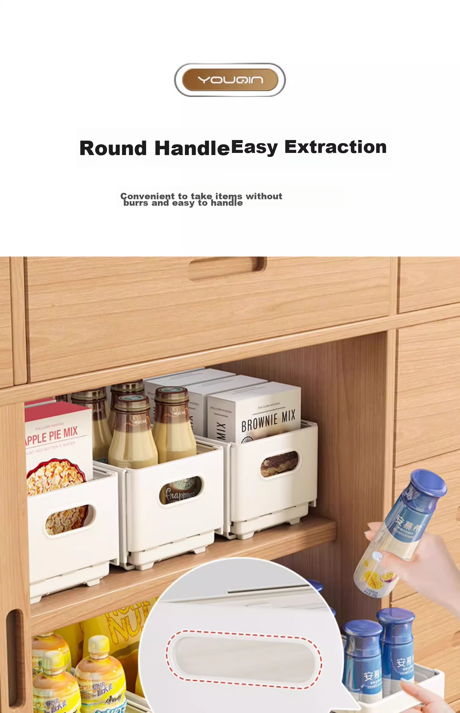 Jiadu Extendable Storage Box, Drawer-Style Desktop Organizer for Snacks And Miscellaneous Items, Kitchen Storage Container, Deep Cabinet Storage Box 14
