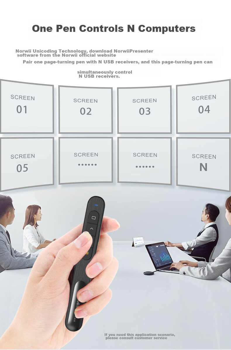 NORWII PPT Remote Pointer for Teachers, 360° Laser Pointer, Adjustable Volume, Projection Pen, 100m Remote Page Turner, Wireless Presenter, N27 Red Light, Black 14