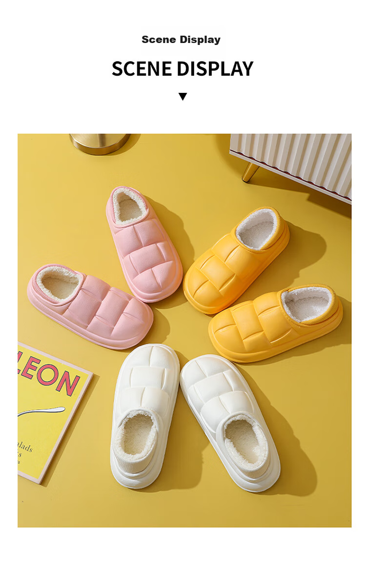 CARTELO Cotton Slippers for Men And Women, Autumn And Winter Home Indoor Outdoor Wear, Warm Water-Resistant Soft Sole EVA Couple Shoes 12