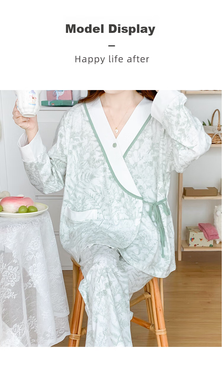 JOYNCLEON Maternity Summer Pajamas, Pure Cotton, Postpartum Nursing Wear, Breathable, Suitable for Outdoor And Home Use, Size L, Jyz154236 7