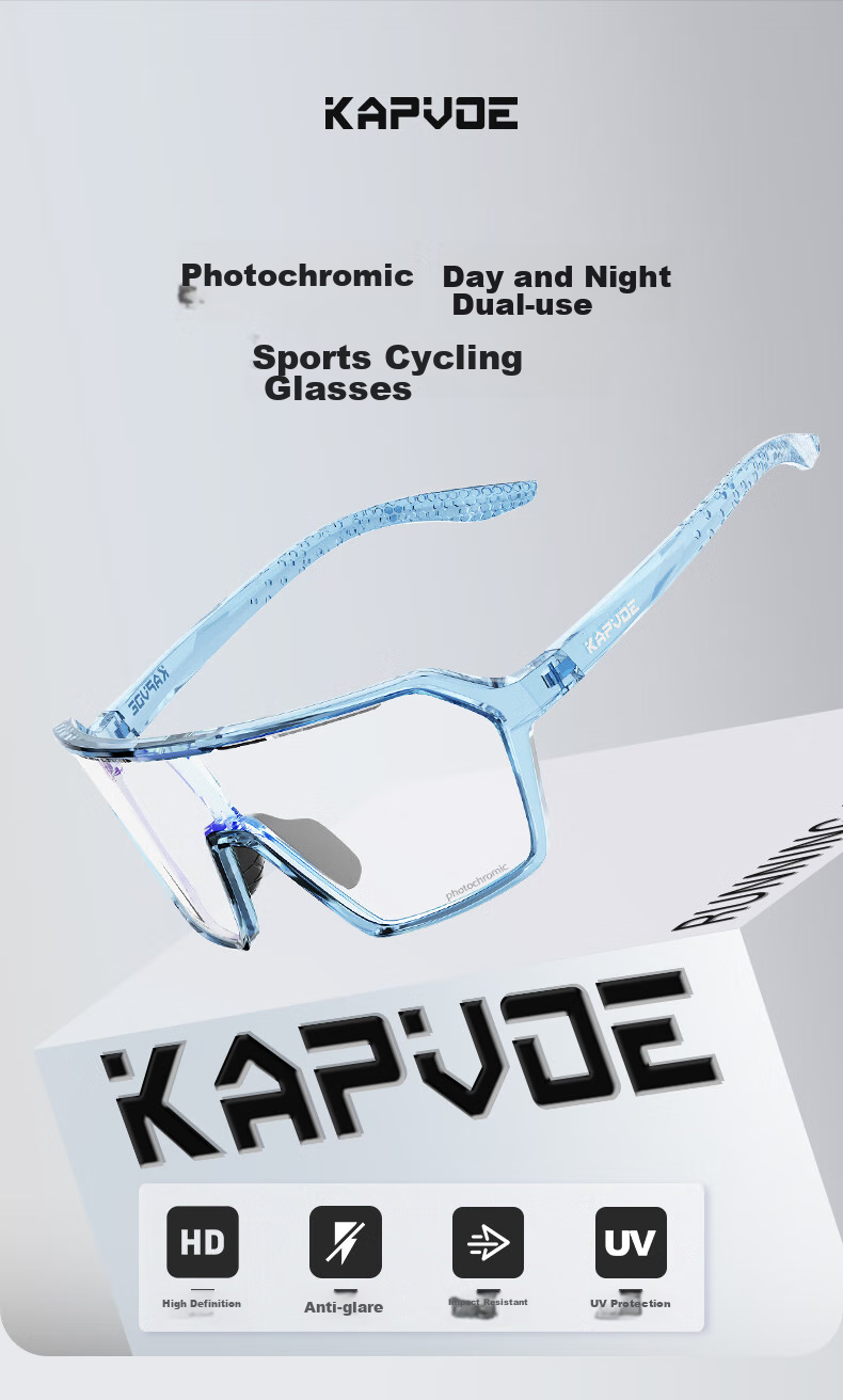 KAPVOE Cycling Glasses for Day And Night Use, Windproof And Sandproof Photochromic Glasses for Road Bikes, Protective Eyewear for Men And Wome 1