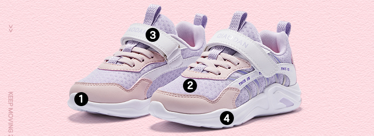 QIAODAN Kids Girls Toddler Running Shoes Lightweight Soft Sole Mesh Children's Sports Shoes QM1120485 Dawn Purple/Cloud Pink Size 31 5
