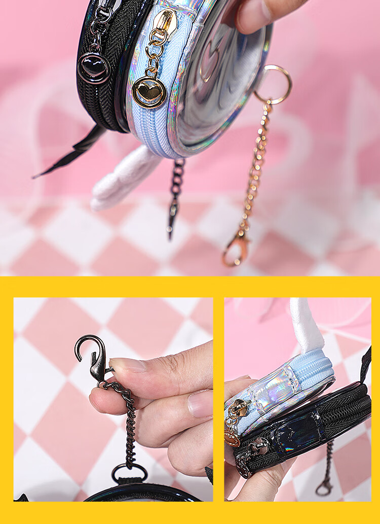 GuangBo Angel Badge Protective Cover Pendant, Anime Display, Outdoor Bag Badge Storage Case, White, Compatible with Two 77mm And Below Badges CR92500-W 3