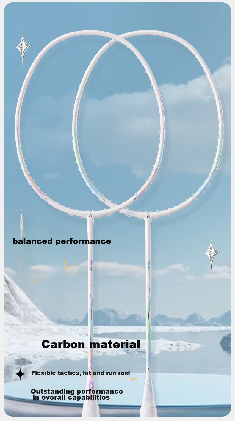 Kawasaki Badminton Racket, Full Carbon Single Racket, 5U Beginner High-Power Shuttlecock Racket, Ultra-Light Racket, Dazzling Light Purple (Pre-Strung) 3