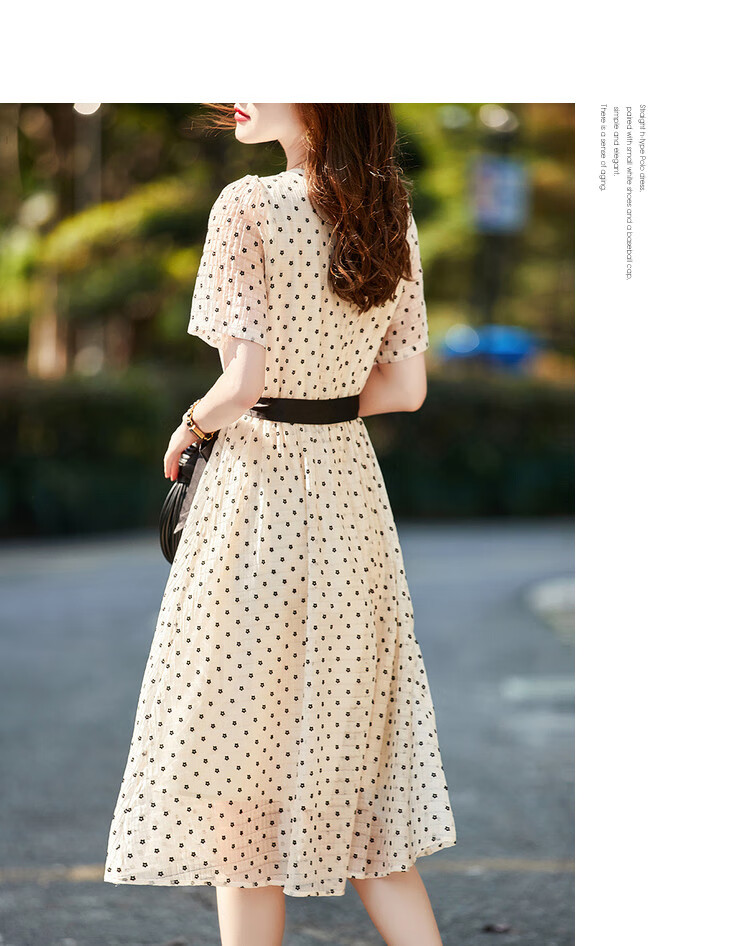 Dme [Puff Sleeve] Summer Flocked Floral Loose Dress for Wome 10