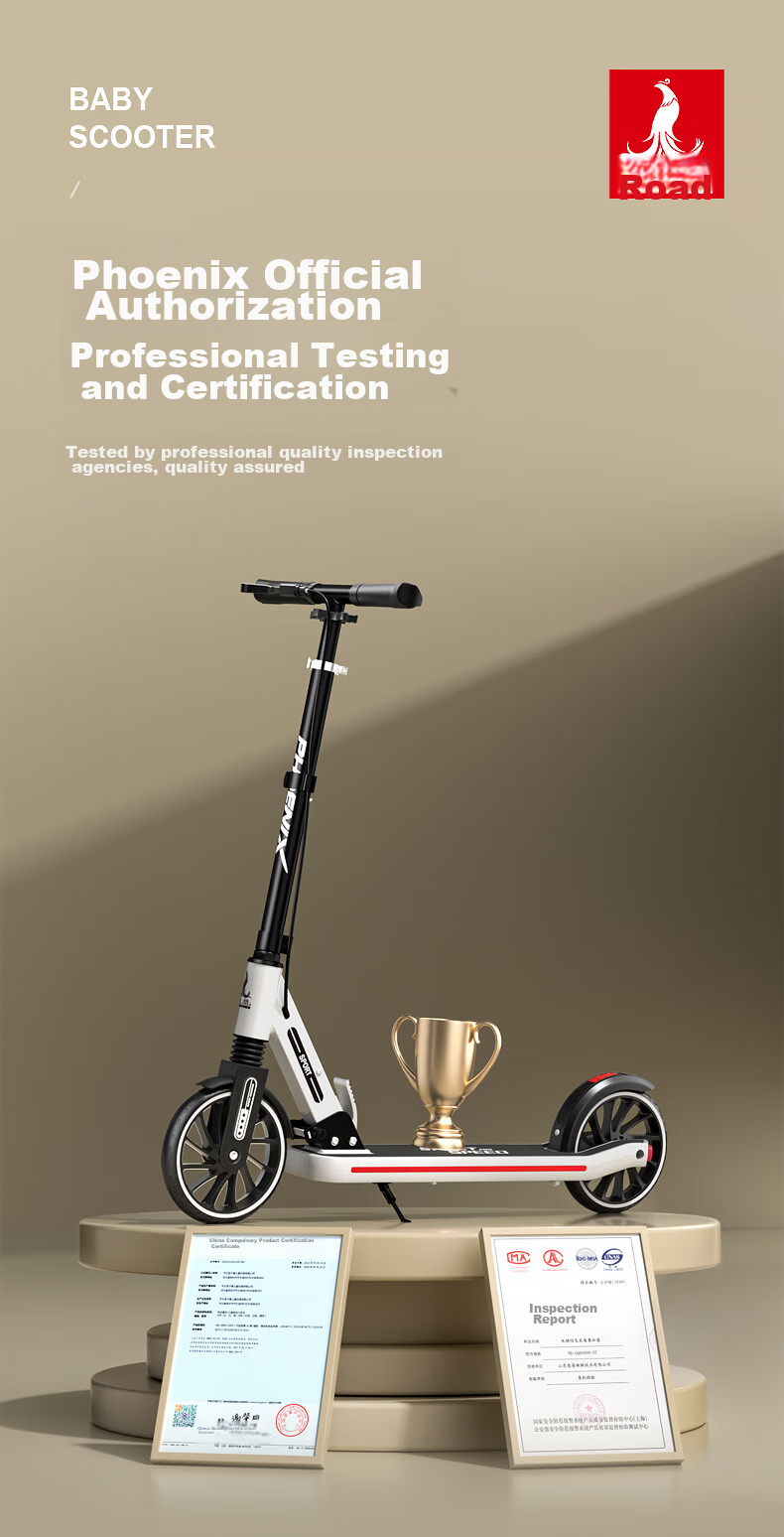 Phoenix Children's Scooter for Ages 3-15, Two-Wheel Ride-On Vehicle, Foldable Scooter for Teenagers And Kids, White 2