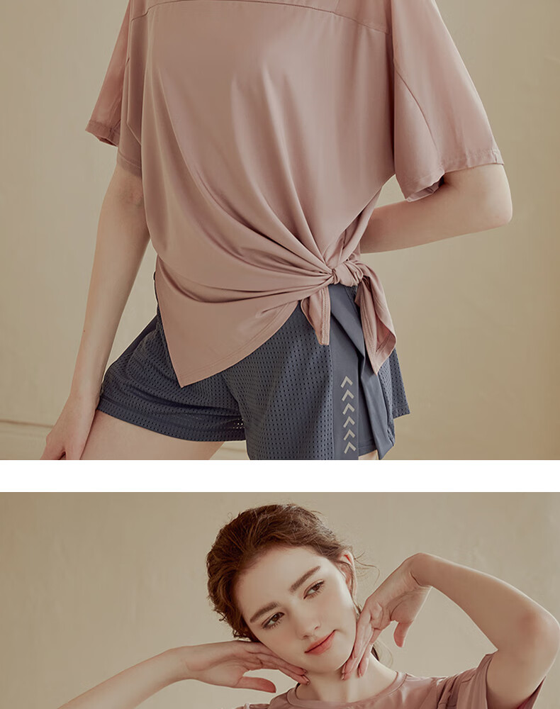 XUEXIMAN Yoga Wear for Women, Loose-Fitting Quick-Dry Short Sleeve Sports Top, Breathable Fitness Cover-Up, Summer Workout Athletic T-Shirt 15