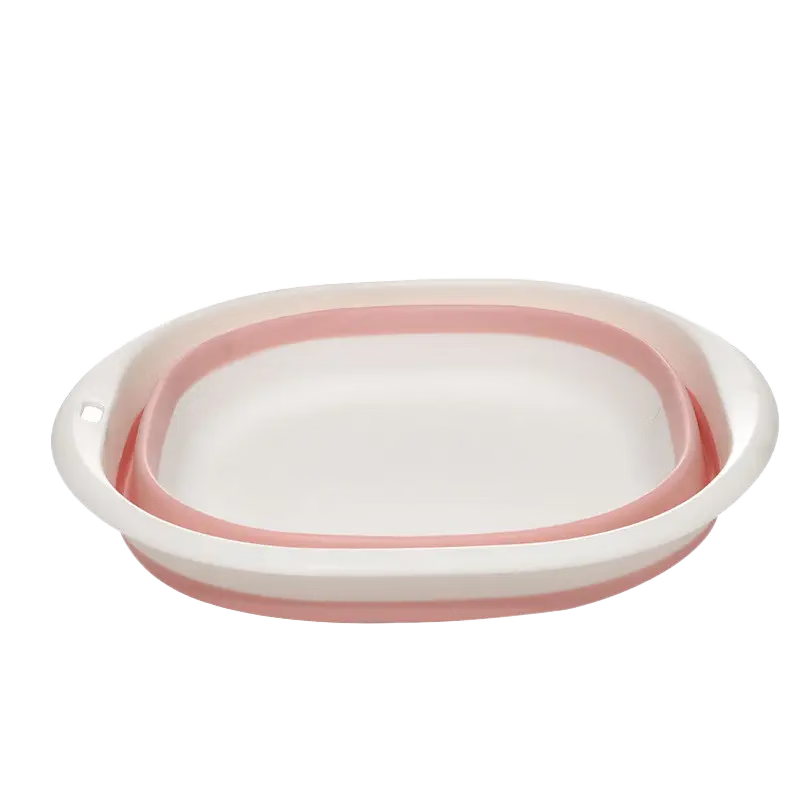 NOLANSEND Travel Folding Basin, for Home And Dormitory Use, Portable Face Washing Basin, Military Training Supplies, Water Basin, Pink And White - Small Size