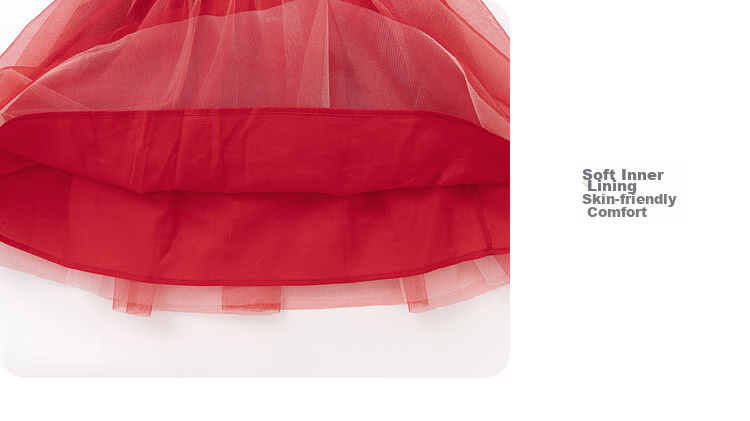 BALABALA Girls' Dress, Children's Spring And Winter Clothing, Red New Chinese-Style Mesh Fake Two-Piece Dress 5
