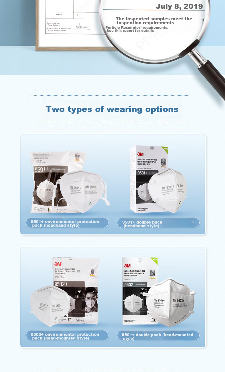 3M 9505+ Dust Mask, Splash-Proof Mask, KN95 Anti-Smog Mask, Dust And Particle Protection, Neck Strap Style 6