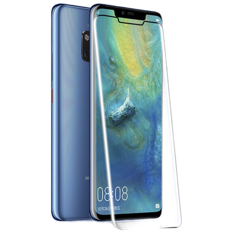 Baozou [Compensation for Defective Products] Suitable for Huawei Mate20 Pro Tempered Glass Screen Protector, HUAWEI Mate20 Pro Phone Film, Curved Full-Screen High-Definition Anti-Scratch Anti-Fingerprint Protective Film