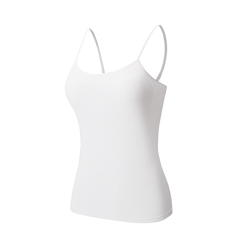 Hosa Women's Camisole Tank Top with Built-In Bra Pads, No Need for Separate Bra, Wear As Outerwear Or Inner Layer, Sleeveless, White, Size L