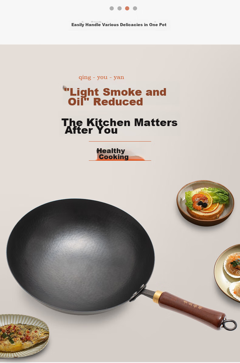 Jitiechui Iron Wok, Stir-Fry Pan, Non-Stick Pan, Hand-Forged, No Coating, Traditional Cast Iron Pan, Suitable for Gas Stove, 32cm 5