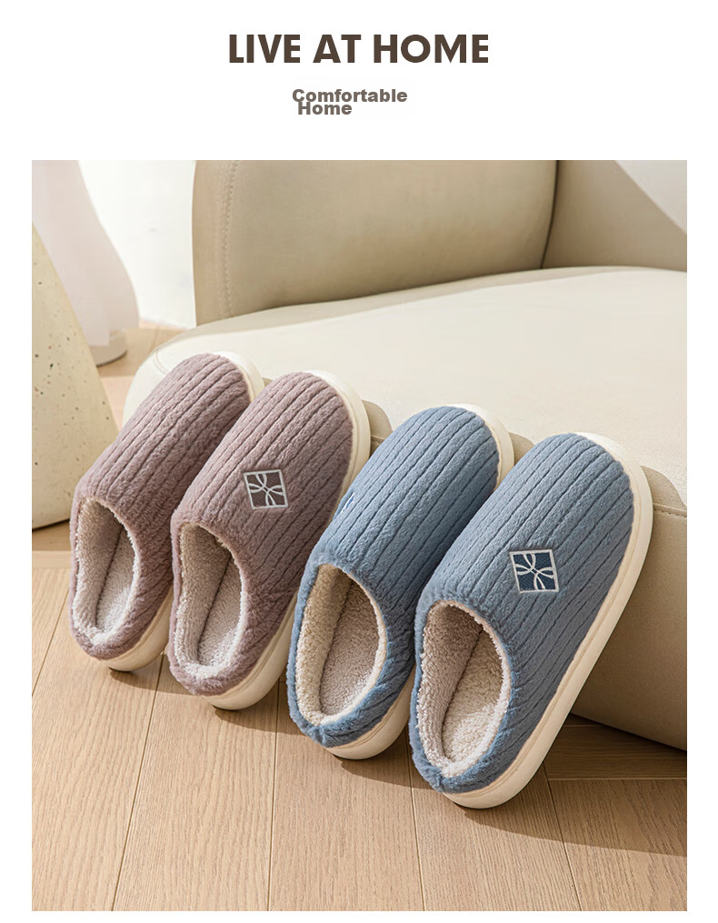 YUZHAOLIN Cotton Slippers for Men And Women, Winter Plush Warm Non-Slip Maternity Shoes, Home Cotton Shoes YR102 3