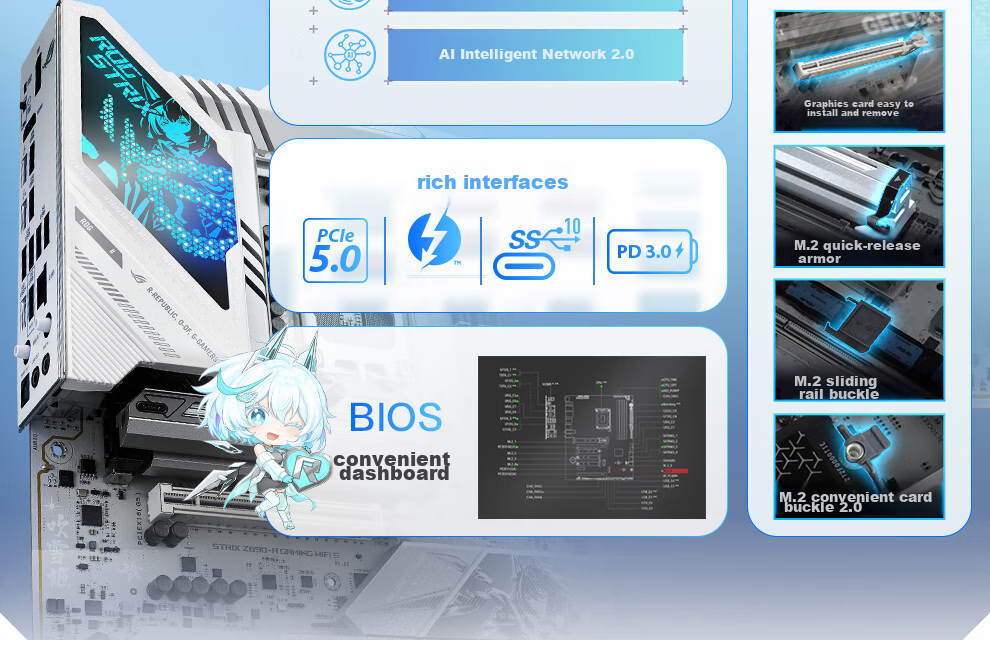 ROG STRIX Z890-A GAMING WIFI Chuixue Motherboard, Supports CPU 285K/265K/270K (Intel Z890/LGA 1851) 3