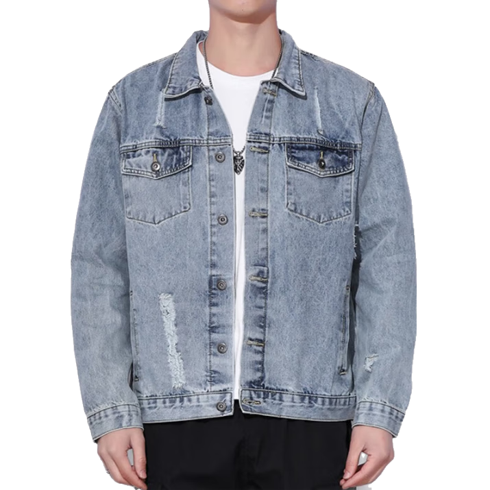 Pierre Cardin Jacket for Men, Summer Fashion Simple Comfortable Trendy Casual Versatile Denim Coat, Black, 2XL