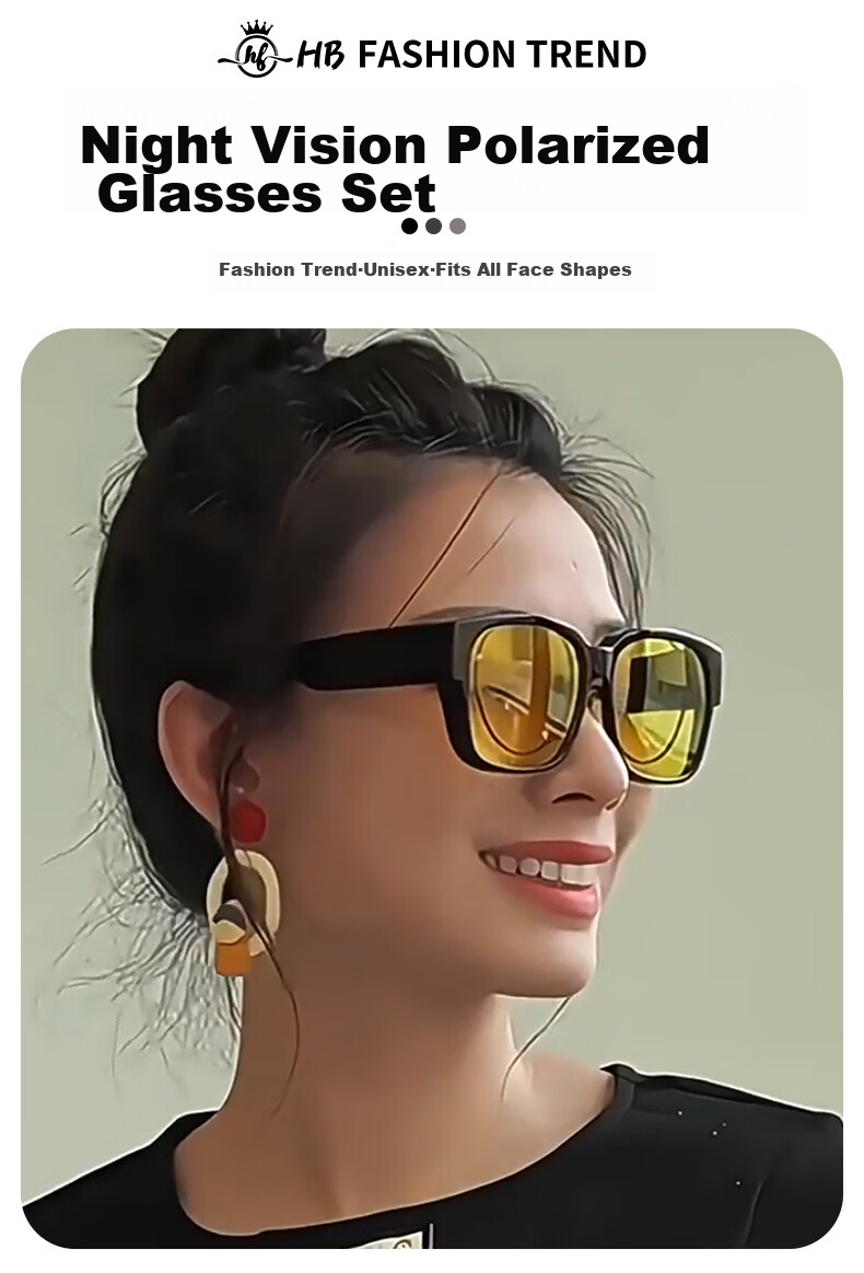 HB Sand Black Frame Night Vision Polarized Goggles, Anti-Glare for Driving at Night, Can Be Fitted with Prescription Glasses, Sunglasses 6