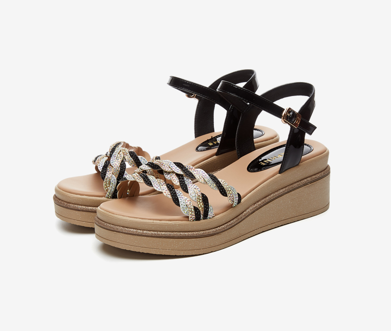 DAPHNE Thick-Soled High Heel Sandals for Women, Fashionable Comfortable Versatile Wedge Flat Platform Women's Shoes 4622303003 Gold 35 25