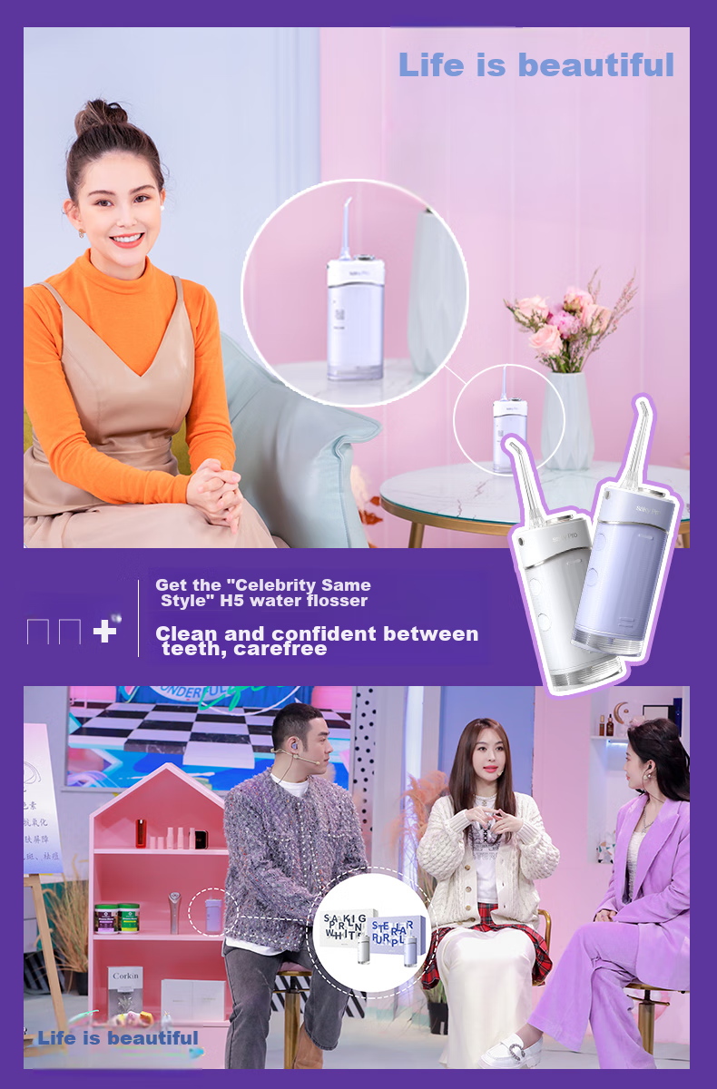 Saky M310 Oral Irrigator Water Flosser Portable Large Capacity Tank 2 Professional Nozzles Sea Salt Blue Gift for Girlfriend/Boyfriend 3