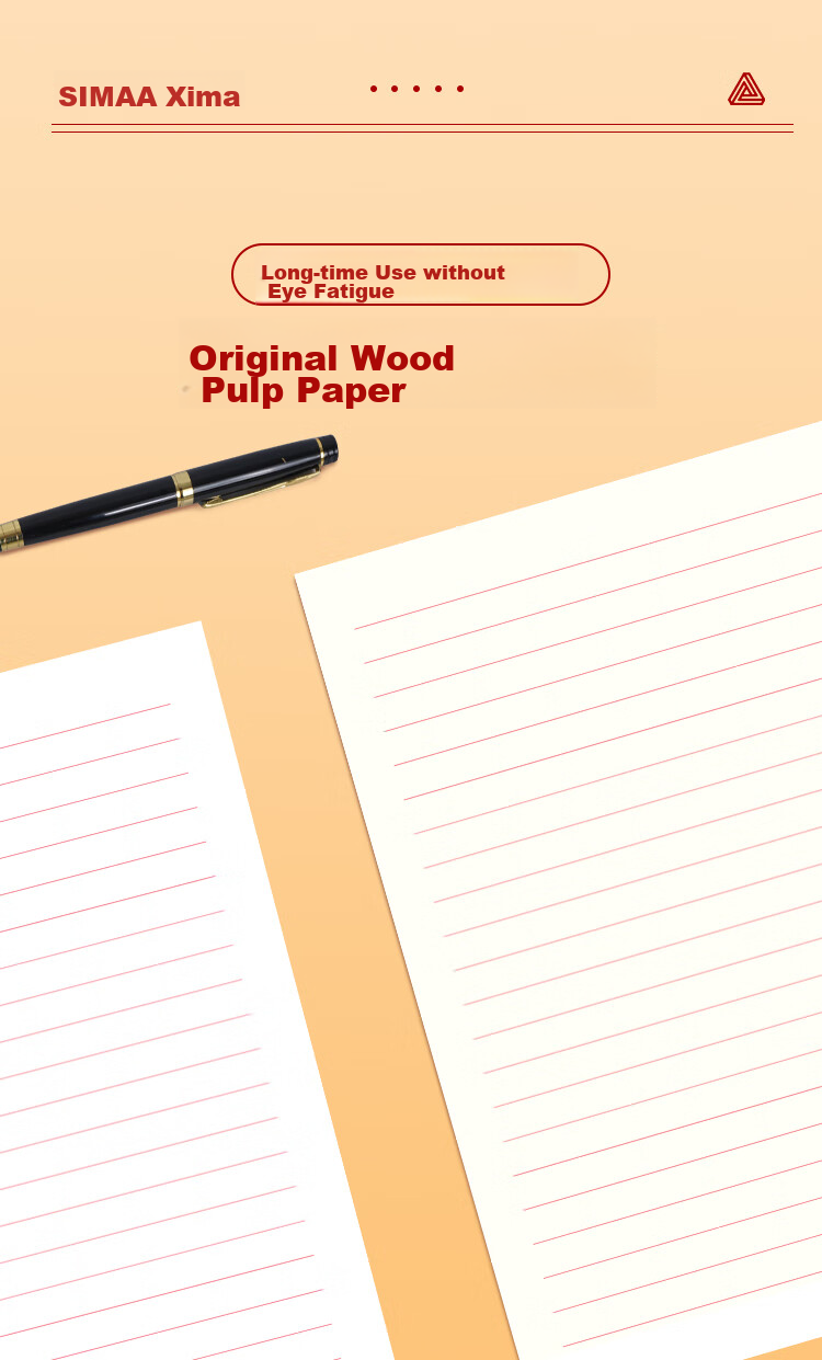 SIMAA 5 Packs of A4/20 Sheets Letter Paper for Party Application, Single-Line Letter Paper, Party Membership Application Form, Standard Paper, Note Paper, Red Writing Paper, Popular Product 5