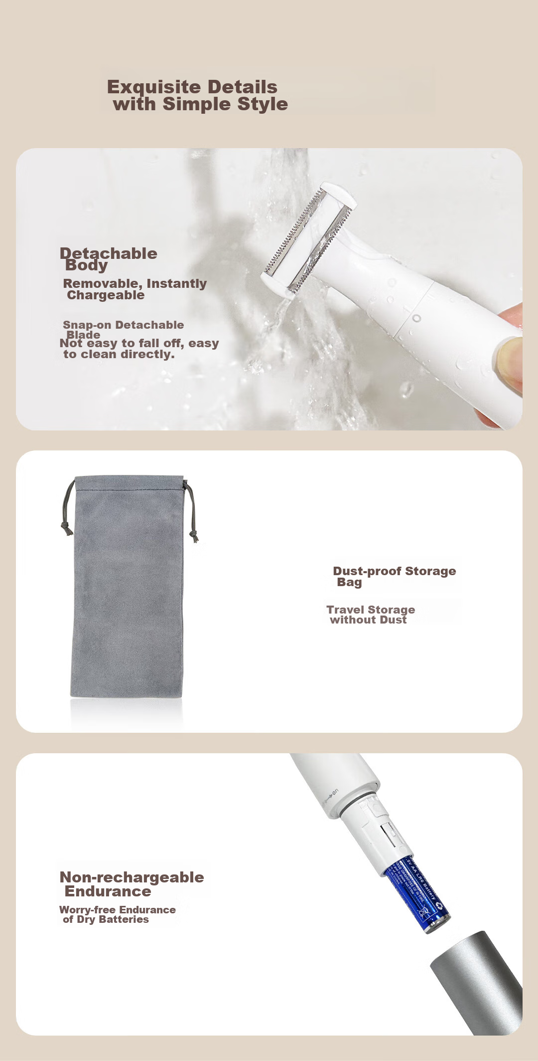 DOCOLAB Electric Hair Removal Device for Private Areas, Women's Intimate Shaver, Men's Genital Shaver, Underarm And Leg Hair Removal Tool with 4 Blades, Full Body Hair Removal Machine 16