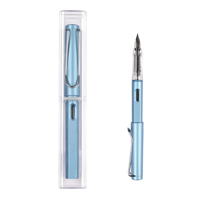 M&G Stationery, Elementary School Fountain Pen, Fine Nib for Male And Female Beginners, Back-To Handwriting Practice, Third Grade Correct Posture F Nib Signature Pen, Single Pen in Pearl Blue without Ink Cartridge AFPY522525