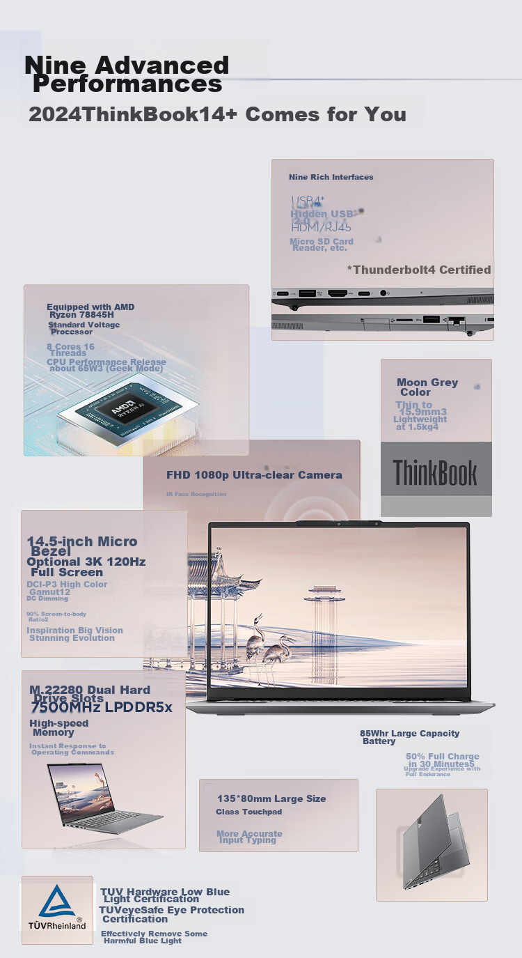 ThinkPad Lenovo ThinkBook 14+ 2026 AI All-in-One Laptop Ryzen AI9 H 465 32GB 1TB 3K 14.5-inch Star White with 15% National Subsidy 6