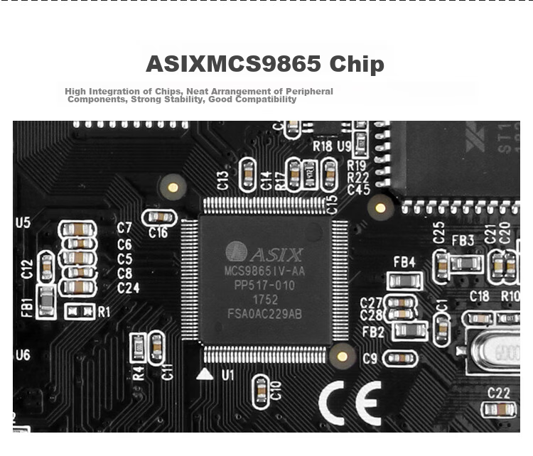 MOGE Desktop PCI to 4-Port RS232 Serial Adapter Card, 9-Pin COM Port Expansion Card, 5V/12V Power Supply, MC1364 4