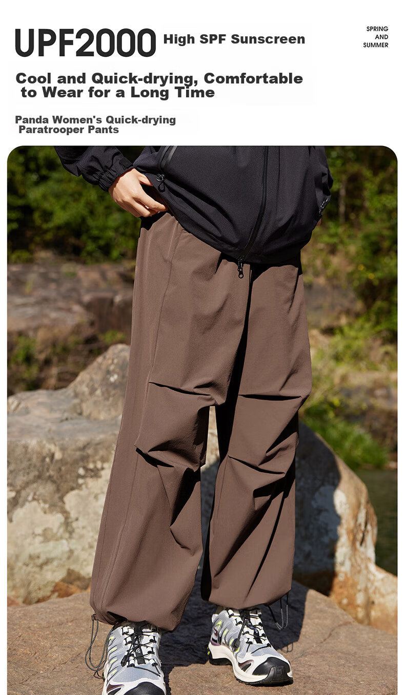 CAMEL [Paratrooper Pants] Quick-Dry Cargo Pants for Women, Loose Wide-Leg Trousers, Outdoor Hiking Climbing Long Pants, Parachute Pants 9196 1
