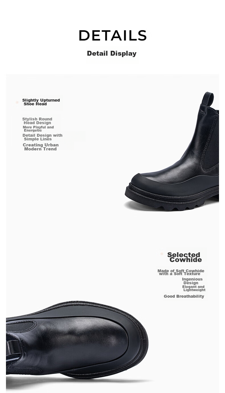 ECCO Women's Ankle Boots, High-End Brand Simple Commuter Thick-Soled Heightening Chelsea Boots, Innovative 214793, Black, Size 40 3