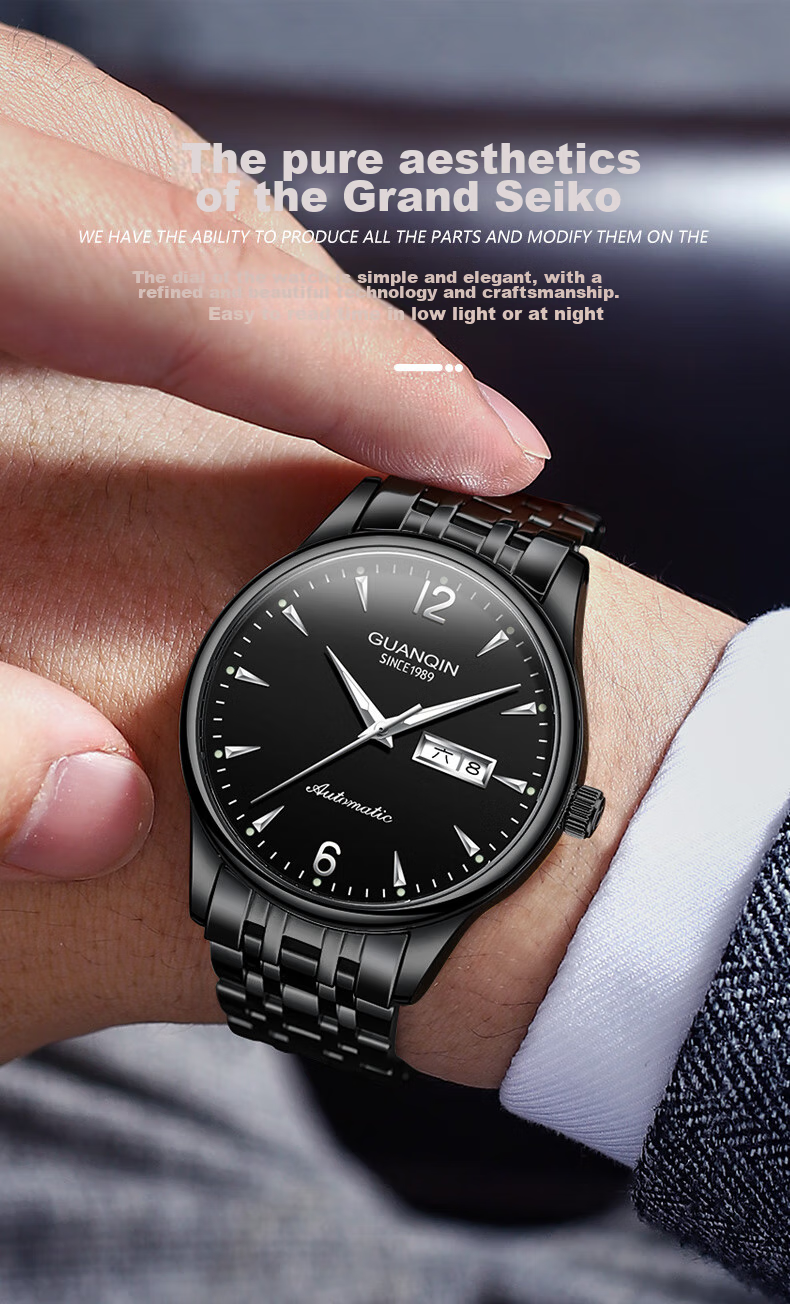 GUANQIN Men's Mechanical Watch, 2026 New Model Fully Automatic Business Style Waterproof Luminous Watch, Gift for Dad on Father's Day 7