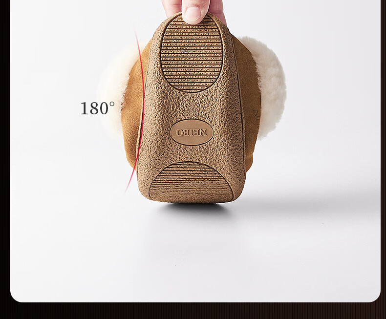 NEIBO Ultra Warm Wool Slippers Unisex Couples Winter Home Sheepskin Latex Non-Slip Full Heel Gray Size 37 17
