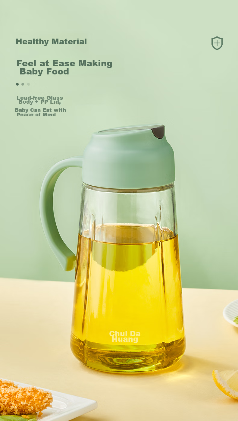 Chuida Huang Kitchen Household Glass Oil Dispenser Transparent High Borosilicate Glass Oil Bottle 600ML 5