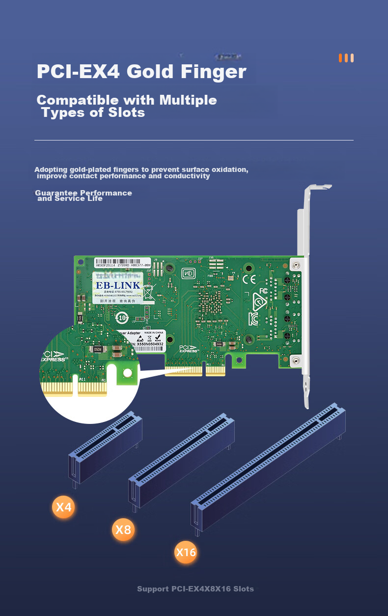 EB-LINK Intel X550 Chip PCI-E X4 Dual-Port Server Network Card X550-T2 Copper Cable Link Aggregation Virtual Machine 10