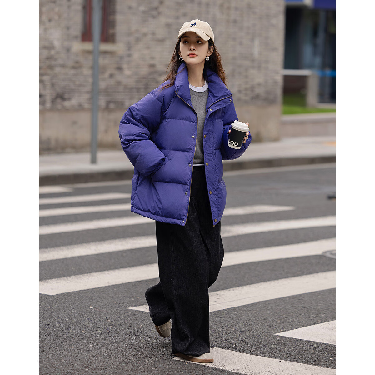 Dme [Light Warm Winter] Vintage Stand Collar 90% Duck Down Jacket for Petite Women, Warm Coat with Hidden Filling