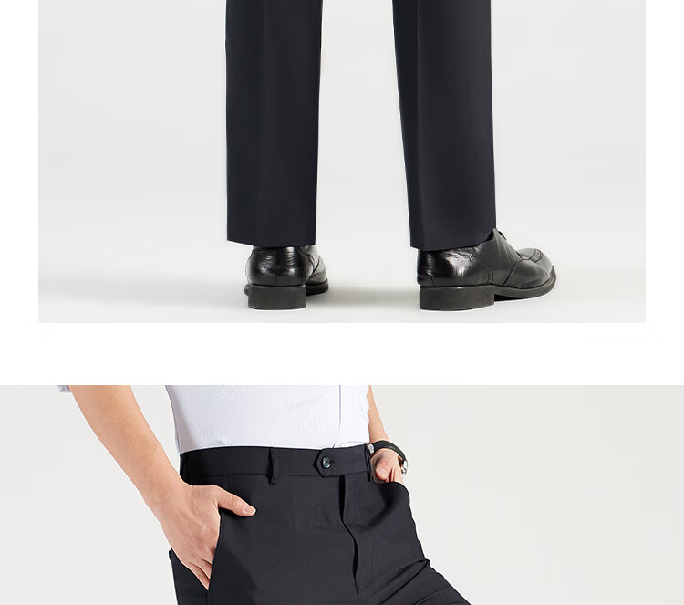 ROMON Men's Wool Business Straight-Leg Dress Pants Spring and Autumn Casual Suit Trousers Work Pants 13
