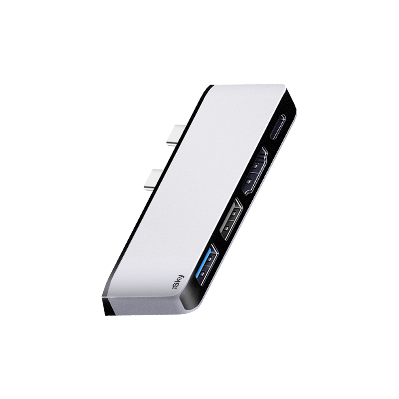 Isky Microsoft Surface Pro 8 Expansion Dock, Type-C to USB 3.0 HUB Converter, Projector HDMI HD Video Connector Splitter Five-In Two-Out Is-2UHP