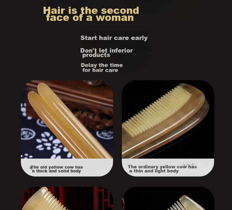 JEPPE Natural Ox Horn Comb, Detangling Comb, Hair Brush, Anti-Static Styling Comb, Gentle on Hair, Birthday Gift for Girlfriend 8