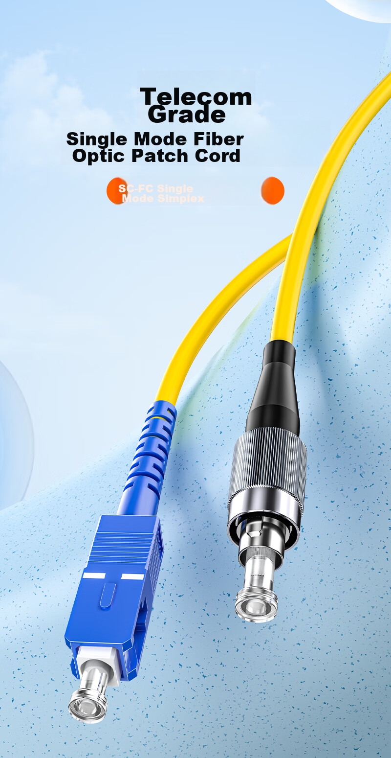 SAMZHE Fiber Optic Patch Cable, Telecom-Grade FC-ST Single-Mode Single-Core, Low Smoke Zero Halogen Environmentally Friendly Fiber Optic Cable, Transceiver Pigtail, 3 Meters G0-FCST03 1