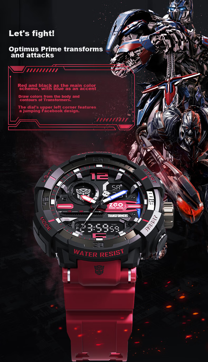ZGO Birthday Gift Electronic Watch for Men, Students, Middle And High School Teenagers, Multifunctional Sports Watch 8981 Red 4