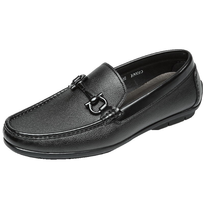 SATCHI Men's Shoes, Comfortable Slip-On Business Casual Shoes, Loafers, Casual Leather Shoes, 40782035Z, Black A, Size 42